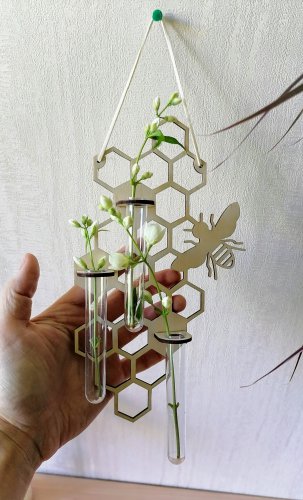 honeycomb-hanging propagation station-Wall-bee-Bud Vase-Plant-flower-modern-art