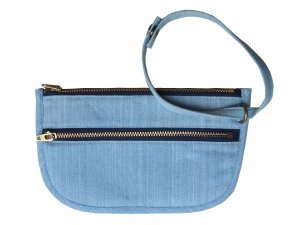 TonTubTim Duo zipper bag: Light Blue Jean-Red lining