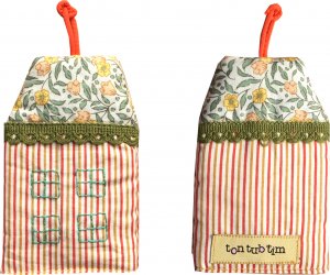 TonTubTim Home Sweet Home Key Holder / Key Fob (size s): Pin Stripe Orange