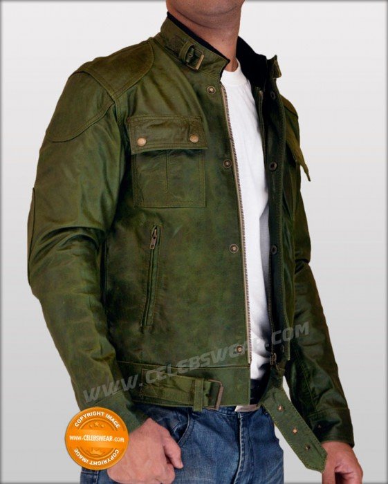 Wanted Wesley Gibson Real Olive Green Leather Jacket
