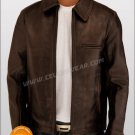 Surrogates Bruce Wills Brown Distressed Leather Jacket