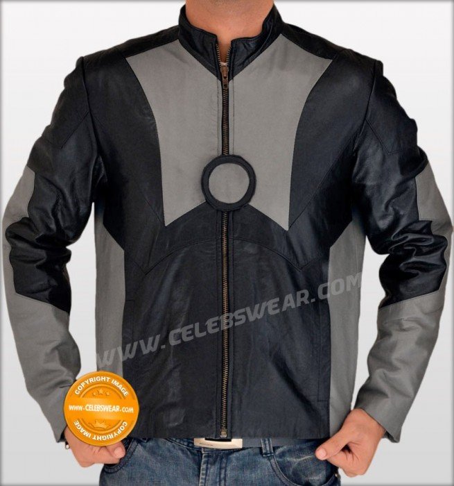 Tony Stark Iron Man 2 Black and Grey Leather Jacket