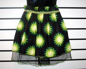 Black and Green Net Skirt