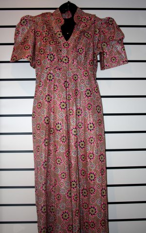 Long Pink Puff Sleeve Dress