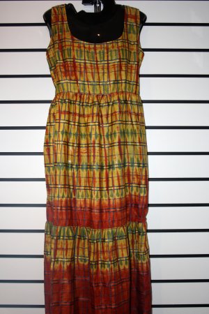 Yellow and Red Sleeveless Long Dress