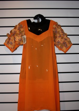 Orange Chiffon Short Gown