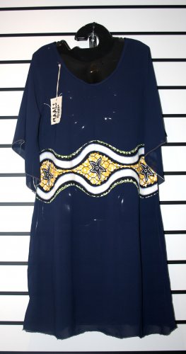 Navy Blue Chiffon Short Gown
