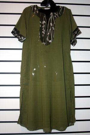Olive Green Chiffon Short Dress