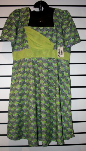 Green Chiffon/Ankara Mix Short Gown