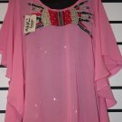 Pink Chiffon/Ankara Butterfly Top