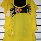 Yellow Chiffon/Ankara Butterfly Top