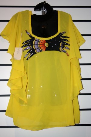 Yellow Chiffon/Ankara Butterfly Top