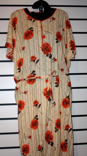 Cream and Orange Kaftan Gown