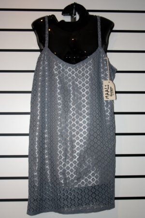 Silver Lace/ Satin Dress