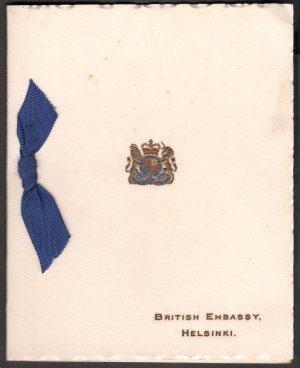 BRITISH EMBASSY ,HELSINKI CHRISTMAS GREETINGS  USED GREETING CARD RARE VINTAGE