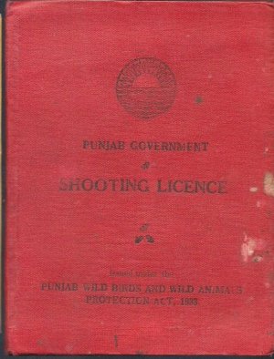 VINTAGE BRITISH INDIA 1945 SHOOTING LICENCE RARE