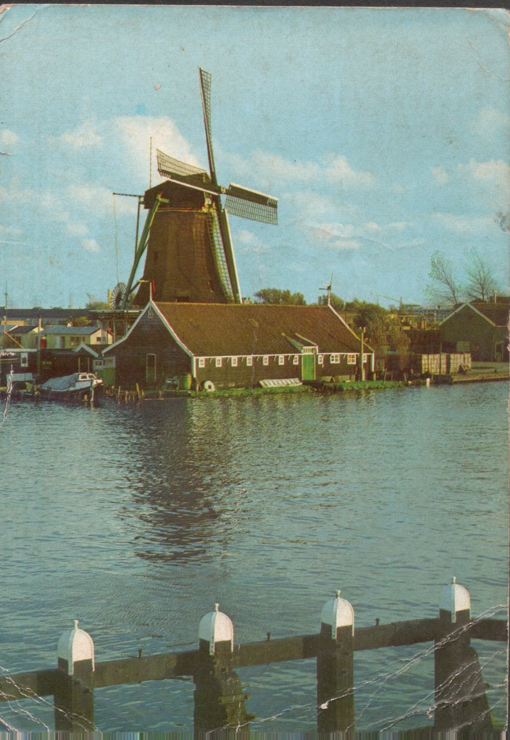 NEDERLANDS WINDMILL BY RIVERSIDE ,AMSTERDAM 1971 VINTAGE