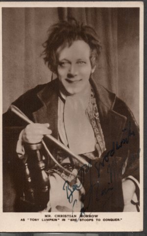 RARE SIGNED LESSER KNOWN BRITISH THEATER ARTIST CHRISTIAN MORROW PICTURE POSTCARD 1920'S