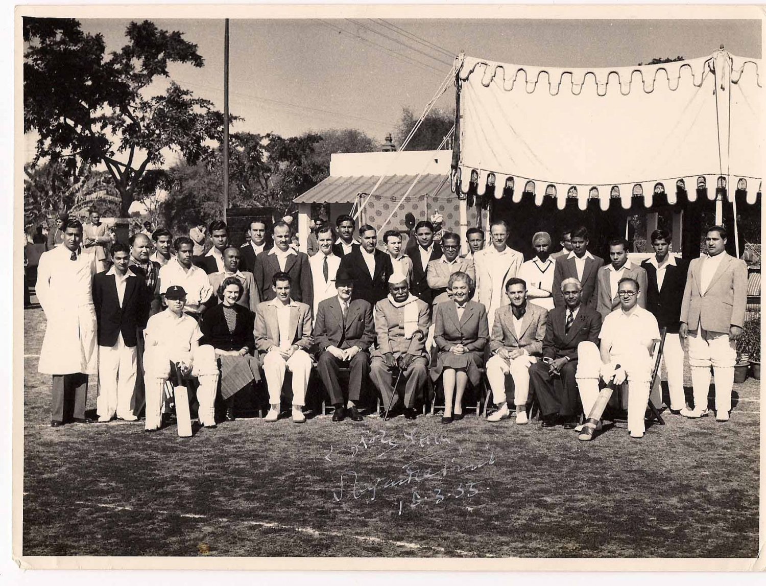 Picture 1955 autographed Ist President Dr Rajendra Prasad - BRITISH HIGH COMMISSION CRICKET TEAM