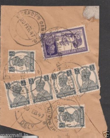British India Viceroy CAMP PO 1947  - Postal mark on Piece