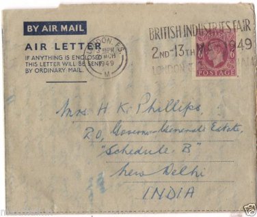 Handwritten British Industries Fair Letter 1949 Gov Generals Camp PO