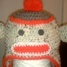 crochet baby sock monkey earflap hat you choose the size