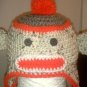 crochet baby sock monkey earflap hat you choose the size