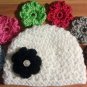 crochet baby girl hat w/ 7 flowers