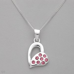 swarovski crystal heart pendant with sterling silver necklace