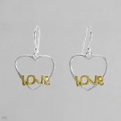 Brand New Heart Earrings Crafted in 14K/925 Gold plated Silver Length 27mm