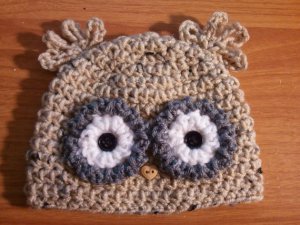 handmade crochet baby boy owl hat 0-3 months