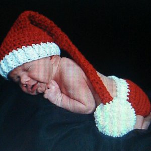 .Crochet handmade crochet baby elf longtail hat and diaper cover set you pick colors (newborn)