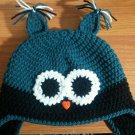 handmade crochet baby boy owl earflap hat 0-3 months