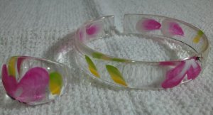 handpainted plastic bracelet and ring