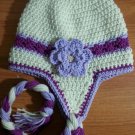 handmade crochet baby girl earflap hat you (newborn)