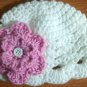crochet baby girl hat includes 2 interchangeable flowers (newborn)