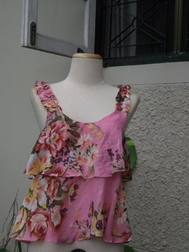 Double Ruffle Tank Top (Pink)  Free Shipping