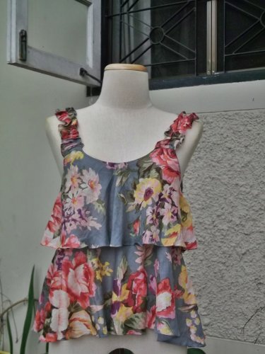 Double Ruffle Tank Top (Grey) Free Shipping