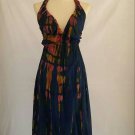 Tie Dye Halter Short Sundress - Dark Blue