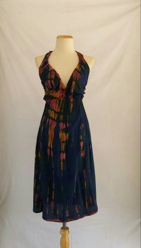 Tie Dye Halter Short Sundress - Dark Blue