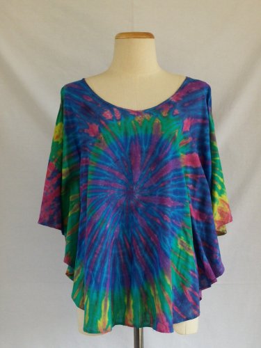 Butterfly Sleeve Tie Dye Top (Blue / Green)