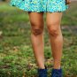 Pleated Green / Blue Pattern Skirt