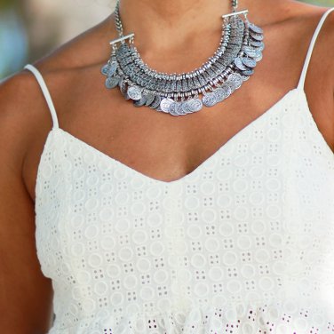 Boho Gypsy Silver Plated Coin Necklace *NWOT*