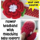 Giggle Angels (Size 0-12 Mo) Waffle Head Band Flower and Shoes - Choose Colors and Size - SHIPS FREE