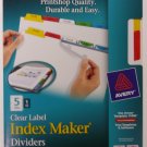 Avery 11406 Clear Label, Multicolor, Index Maker Presentation Dividers, 5 Tabs Avery 11406 Clear Label, Multicolor, Index Maker Presentation Dividers, 5 Tabs