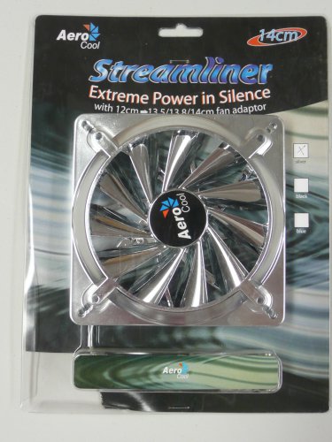 Aerocool Streamliner Silver 140mm Case Fan with 4 Blue LEDs