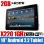 10" Tablet PC epad Android 2.2 GPS MID Camera X220