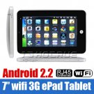 NEW 7" Android 2.2 VIA8650 Tablet PC Camera Flash 10.1 3G WiFi  Epad