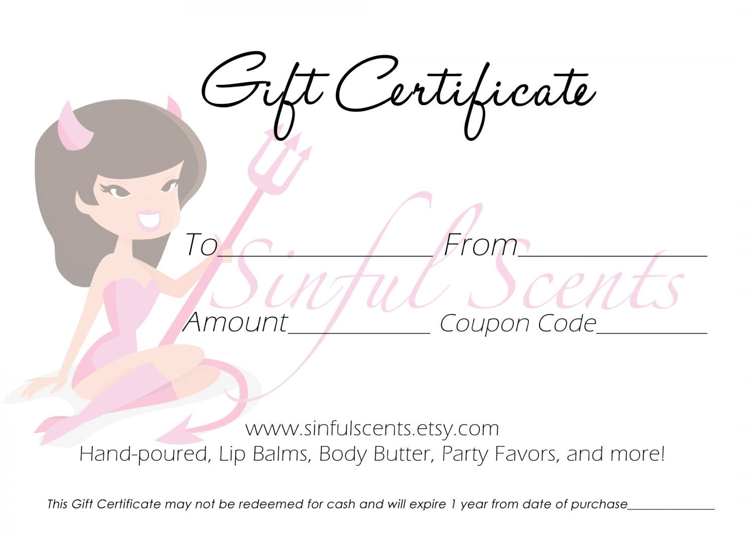 10.00 Sinful Scents Gift Certificate