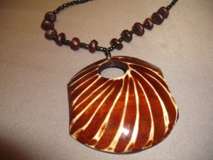 NECKLACE MULTI STRING BEADS WITH ZEBRA PENDANT HAND MADE